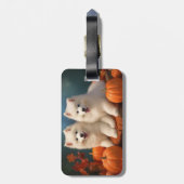 Samoyed Puppy Herfst Delight Pompoen Bagagelabel (Achterkant verticaal)