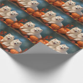Samoyed Puppy Herfst Delight Pompoen Cadeaupapier (Hoek)