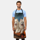 Samoyed Puppy Herfst Delight Pompoen Schort (Gedragen)