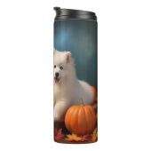 Samoyed Puppy Herfst Delight Pompoen Thermosbeker (Geroteerd rechts)