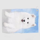 Samoyed Puppy Painting - Cute Original Dog Art Golfhanddoek (Horizontaal)