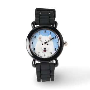 Samoyed Puppy Painting - Cute Original Dog Art Horloge