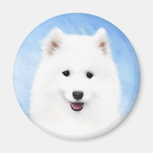 Samoyed Puppy Painting - Cute Original Dog Art Magneet