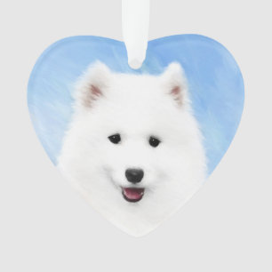 Samoyed Puppy Painting - Cute Original Dog Art Ornament