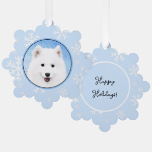 Samoyed Puppy Painting - Cute Original Dog Art Ornament Kaart