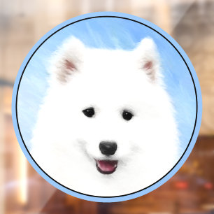 Samoyed Puppy Painting - Cute Original Dog Art Raamsticker