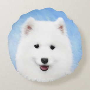 Samoyed Puppy Painting - Cute Original Dog Art Rond Kussen