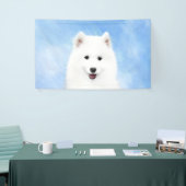Samoyed Puppy Painting - Cute Original Dog Art Spandoek (Beurs)
