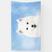 Samoyed Puppy Painting - Cute Original Dog Art Spandoek (Verticaal)