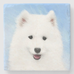 Samoyed Puppy Painting - Cute Original Dog Art Stenen Onderzetter