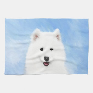 Samoyed Puppy Painting - Cute Original Dog Art Theedoek