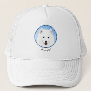 Samoyed Puppy Painting - Cute Original Dog Art Trucker Pet