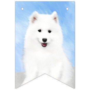 Samoyed Puppy Painting - Cute Original Dog Art Vlaggetjes