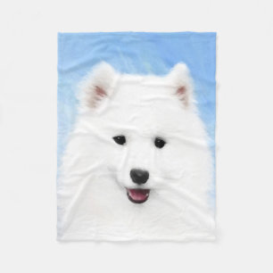 Samoyed Puppy Schilderij - Mooie Originele Honden Fleece Deken