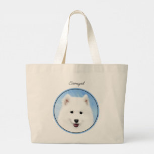 Samoyed Puppy Schilderij Wit Schattige Originele H Grote Tote Bag