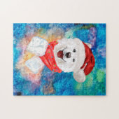 Samoyed Ras Hond Kerstmis Legpuzzel (Horizontaal)