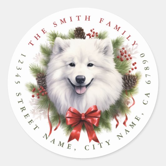Samoyed ronde Stickers (Voorkant)