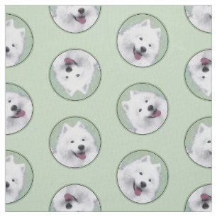 Samoyed Schilderen Wit Schattige Originele Pet Dog Stof