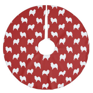 Samoyed Silhouettes Pattern Red Kerstboom Rok