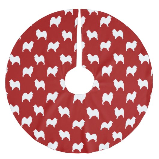 Samoyed Silhouettes Pattern Red Kerstboom Rok (Voorkant)