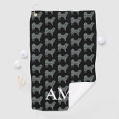 Samoyed Smiling Dog Schattige Silhouette Y&B Grid  Golfhanddoek (Insitu)