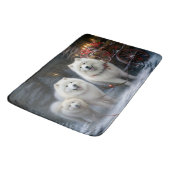 Samoyed Snowy Sleigh Kerstmisdecor Badmat (Gekanteld)