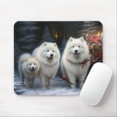 Samoyed Snowy Sleigh Kerstmisdecor Muismat (Met muis)