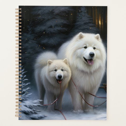 Samoyed Snowy Sleigh Kerstmisdecor Planner (Voorkant)