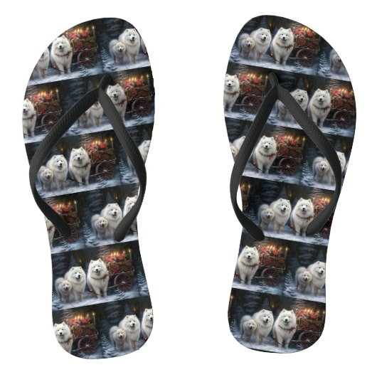 Samoyed Snowy Sleigh Kerstmisdecor Teenslippers (Voetbed)