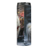 Samoyed Snowy Sleigh Kerstmisdecor Thermosbeker (Achterkant)