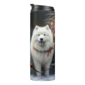 Samoyed Snowy Sleigh Kerstmisdecor Thermosbeker (Geroteerd rechts)