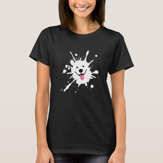 Samoyed Splatter Happy Puppy Dog Face   T-shirt (Voorkant)