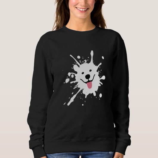 Samoyed Splatter Happy Puppy Dog Face Trui (Voorkant)
