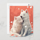 Samoyed Valentijnsdag Briefkaart (Voorkant / Achterkant)