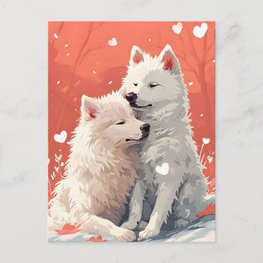 Samoyed Valentijnsdag Briefkaart (Voorkant)