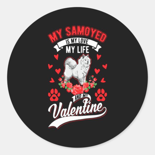 Samoyed Valentines Day Samoyed 1  Ronde Sticker (Voorkant)