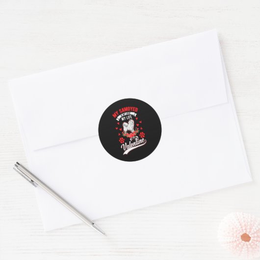 Samoyed Valentines Day Samoyed 1 Ronde Sticker (Envelop)