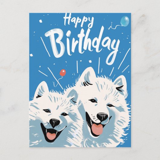 Samoyed Verjaardagskaart Briefkaart (Voorkant)
