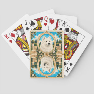 Samoyed, Vintage Watercolor Honden Kunst Pokerkaarten