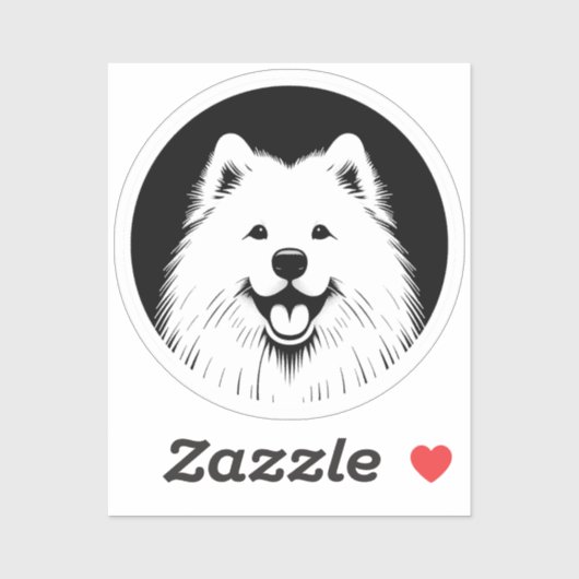 Samoyed White Pop Art Classic Chic Sammie Smile Sticker (Vel)