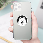 Samoyed White Pop Art Classic Chic Sammie Smile Sticker (Telefoon)