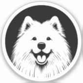 Samoyed White Pop Art Classic Chic Sammie Smile Sticker (Voorkant)