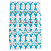 Samoyed Winter Holiday Diamond Pattern Medium Cadeauzakje (Achterkant)