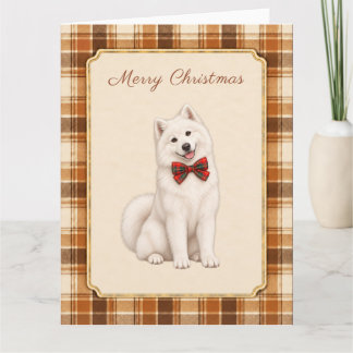 Samoyed Winter Kerstmis Tartan Kaart