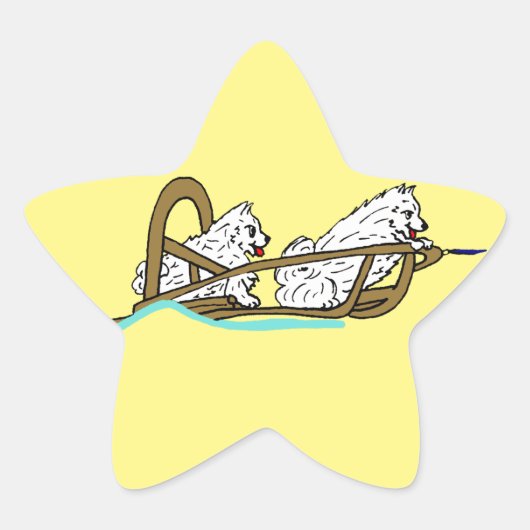 Samoyeds in Sled Ster Sticker (Voorkant)