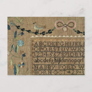 Sampler door N.Ford, 1799, New Hampshire Briefkaart