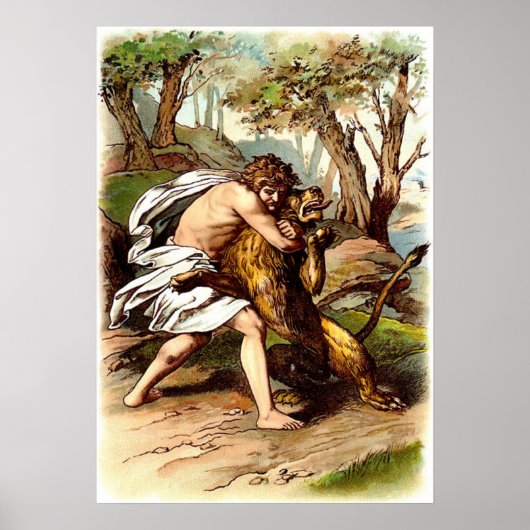 Samson en de leeuw poster (Voorkant)