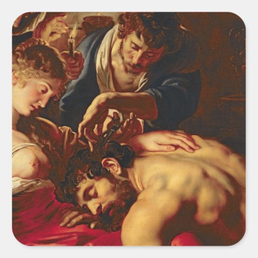 Samson en Delilah, c.1609 Vierkante Sticker (Voorkant)