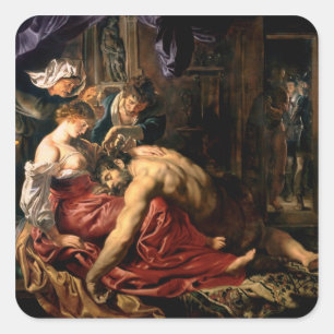 Samson en Delilah, c.1609 Vierkante Sticker
