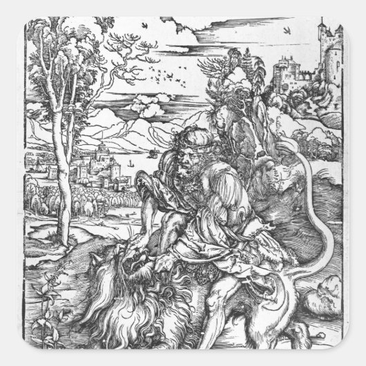 Samson slaying the lion, c.1496-98 vierkante sticker (Voorkant)